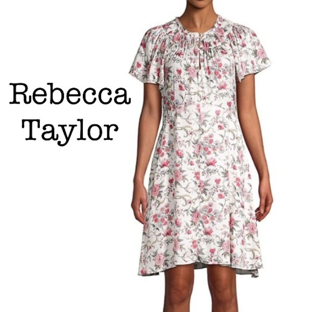 Rebecca Taylor Esmee White Rose Floral Dress Size 2